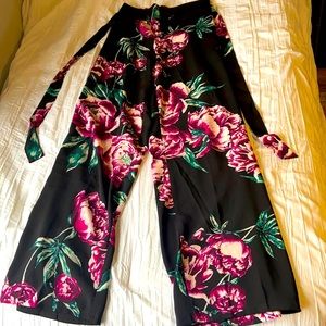 Flare, floral print dress pants